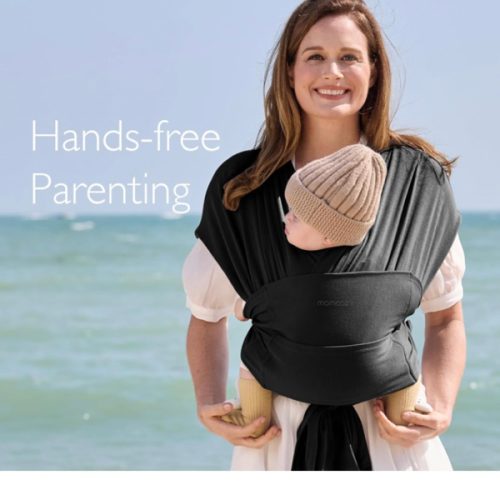 Momcozy Baby Wrap Carrier, Easy to Wear Infant Carrier Slings, Lightweight Hands Free Baby Sling, Adjustable Baby Carriers for Newborn to Toddler 8-35 lbs, Deep Grey