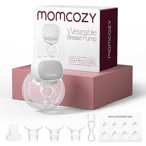 Momcozy S9 Pro Updated Hands Free Breast Pump, Wearable Breast Pump of Longer Battery Life & LED Display, Double Electric Pump with 2 Modes & 9 Levels - 24mm, 1 Pack Gray