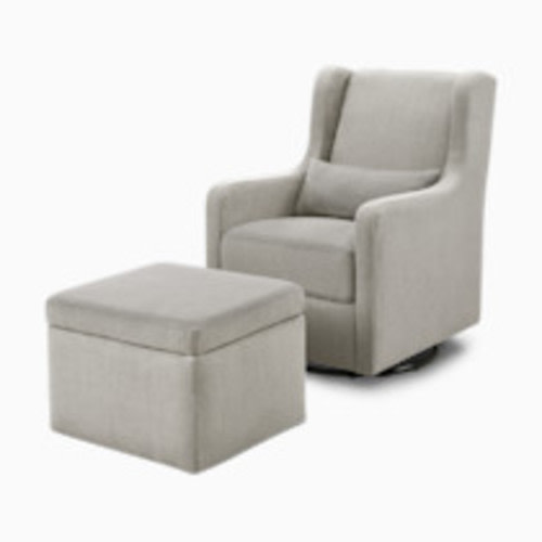 Carter's by daVinci Adrian Swivel Glider with Storage Ottoman - Performance Grey Linen