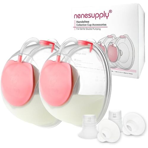 Nenesupply Handsfree Wearable Breastmilk Collection Cara Cups Caracups Compatible with Spectra S1 S2 9 Plus Lansinoh Breast Pumps 24mm Silicone Flanges Replacement Spectra Pump Parts 19 21mm Inserts