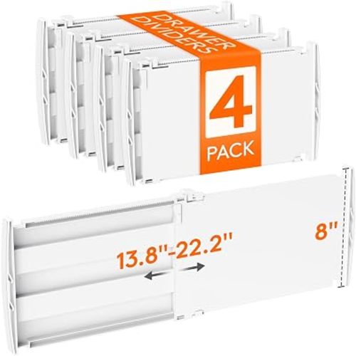Lifewit 8" Tall Drawer Dividers, Adjustable Deep Drawer Organizer Clothes