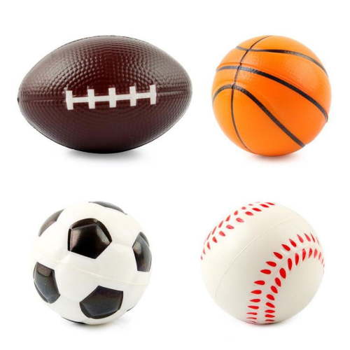 Grip Ball Mini Sports Pack: Set of 4 Soft PU Balls for Children - Baseball, Basketball, Football, and Soccer