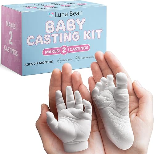 Luna Bean Baby Footprint & Hand Casting Kit – Premium Newborn Infant Keepsake - New Mom Gifts, Baby Shower Gifts for Girls and Boys