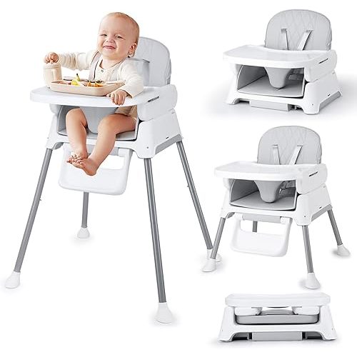 3 in 1 Baby High Chair, Bellababy Adjustable Convertible Chairs for Babies and Toddlers, Compact/Light Weight/Portable/Easy to Clean