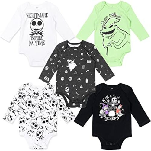 Disney Lion King Winnie The Pooh Nightmare Before Christmas Mickey Mouse Baby 5 Pack Bodysuits Newborn to Infant