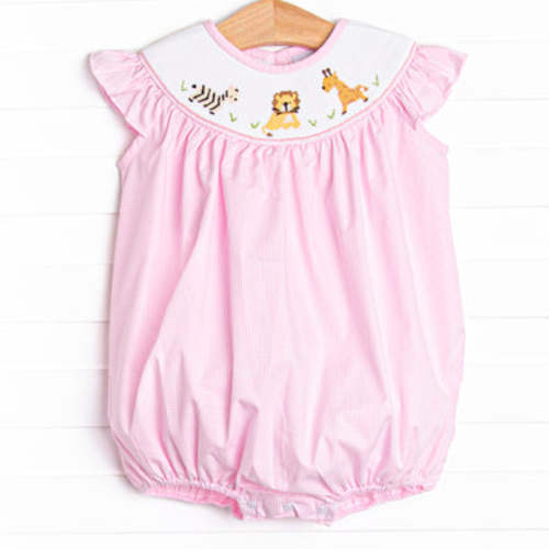 Wild Ones Smocked Bubble, Pink – Stitchy Fish