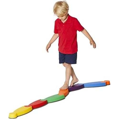 GONGE River Balance Course Set - 7 Elements For Gross Motor Skills Development, Multiple Path Creations - Safe and Sturdy - Ages 2+, Vibrant
