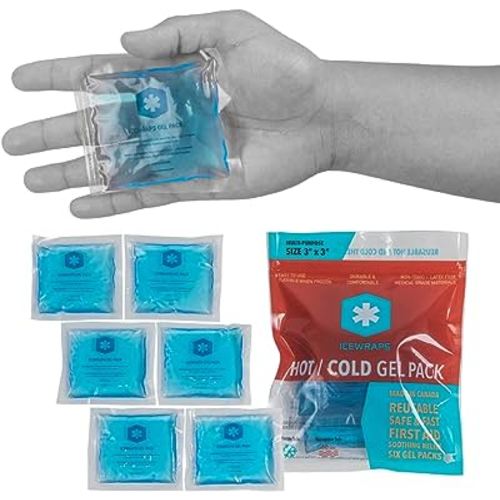 ICEWRAPS 3"x3" Small Gel Ice Packs for Injuries Reusable | Hot Cold Packs for Nose, Face, or Fingers | Mini Tiny Ice Packs for Lunch Box | Includes 6 Soft Gel Packs