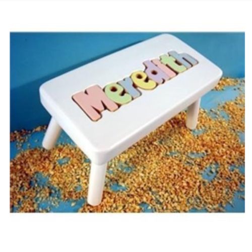White/Pastel Personalized Name Stool