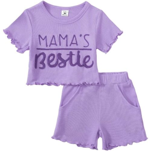 Mikrdoo Baby Girl Clothes Toddler Girl Summer Outfits Shirts Tops Ripped Denim Shorts Set Little Girl Clothes