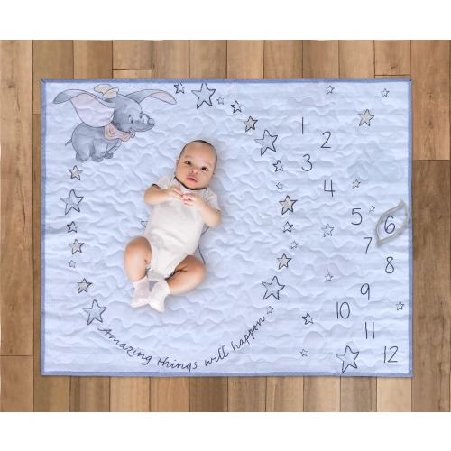 Baby Milestone Quilt, Dumbo Milestone Quilt, Dumbo Nursery Theme, Month Milestone Quilt, Gender Neutral Milestone Quilt