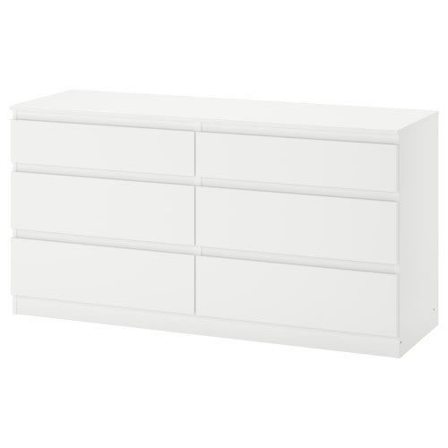 MALM 6-drawer dresser, white, 63x30 3/4 "