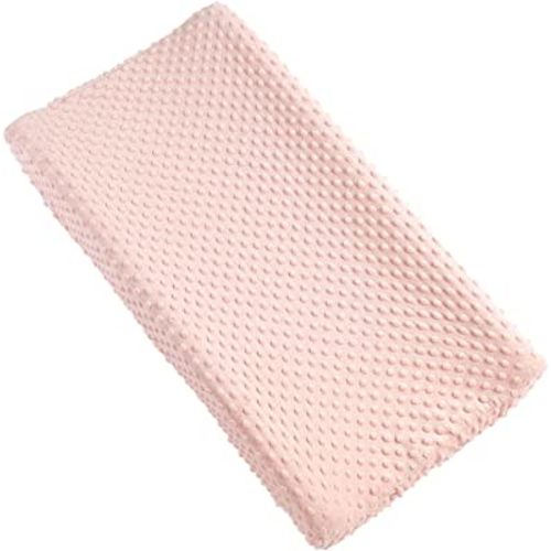 Solid Changing Table Pad Cover Cradle Sheet, Fits 32"/34''x16" Contoured Diaper Changing Pad, Ultra Soft Cozy Dots Plush Changing Table Covers, Breathable Wipeable Removable (Light Pink)