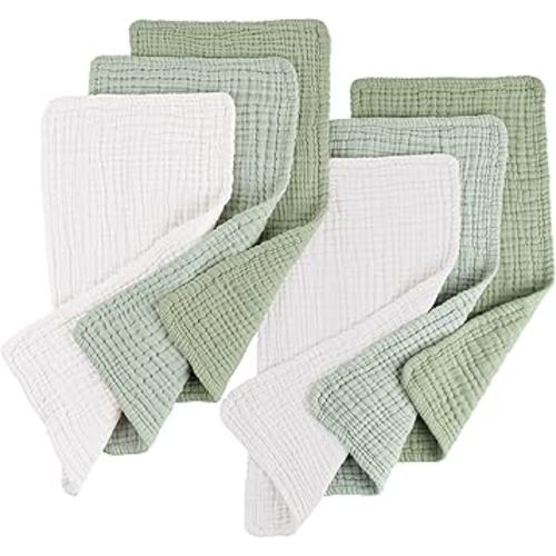 Konssy Muslin Baby Burp Cloths Sets for Unisex- 6 Pack Large 100% Cotton Burping Clothes for Newborn，Baby Girls and Boys