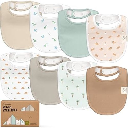 8-Pack Organic Baby Bibs for Boys, Girls - Soft Cotton Drooling and Teething Bibs for Baby Girl & Boy, Extra Absorbent, Easy to Clean & Put On for Toddler, Newborn, Infant 0-24 Months (Roarsome)