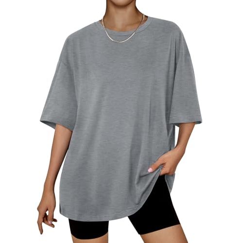 Trendy Queen Womens Oversized Summer T Shirts Fashion Workout Plus Size Tops Short Sleeve Beach Vacation Gym Clothes 2025