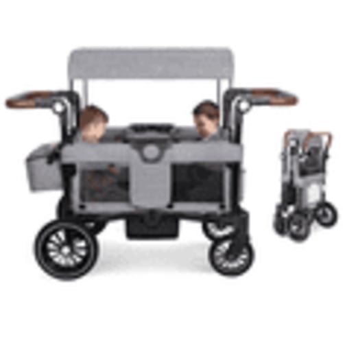 AILEEKISS Wagon Stroller for 2 Toddler 6 Months+, Collapsible Stroller Wagon with Canopy, Grey