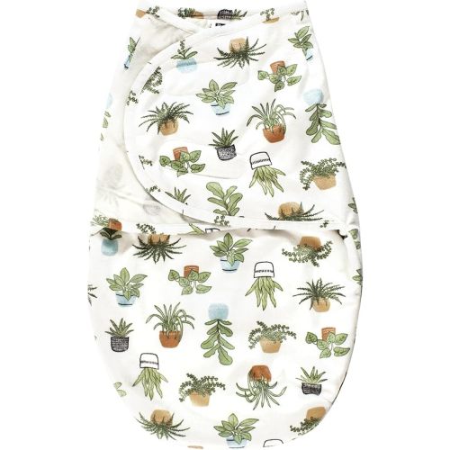 Hudson Baby Unisex Baby Plush Faux Fur Swaddle Wrap, Plants, 0-3 Months