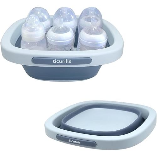 Collapsible Baby Bottles Wash Basin, Ideal Gifts for Baby & Moms, Multi-Purpose Wash Basin for Babies Bottles and Breast Pump, Babies Essentials for Newborns Infant Travel, Trips, Camping