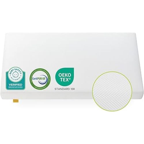 Breathable Crib Mattress, Baby Safety Alliance Verified, CertiPUR-US and Oeko-TEX Approved, Standard Full Size for Crib & Toddler Bed, Waterproof Machine Washable Cover, 52” x 27.6”