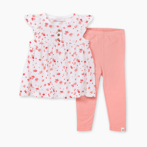 Burt's Bees Baby Ditsy Rose Tunic & Legging Set, 100% Organic Cotton - Ditsy Rose, 0-3 Months