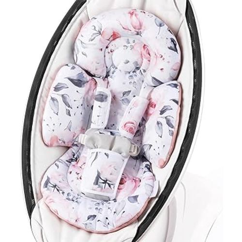 Infant Insert Compatible with 4moms Mamaroo Swing & Graco Swing & Infant Car Seat, Newborn Insert, Baby Head and Body Support, Reversible Design, Breathable Soft Fabric, 1Pcs - Pink Floral