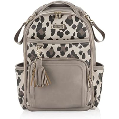 Itzy Ritzy Diaper Bag Backpack – Large Capacity Boss Plus Baby Backpack Diaper Bag Featuring 19 Pockets, Changing Pad, Stroller Clips, and Comfortable Backpack Straps, Leopard