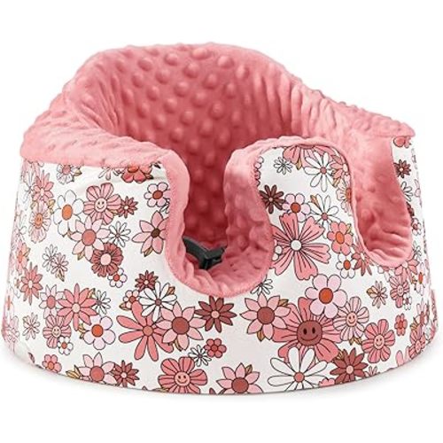 Seat Cover Compatible with Bumbo Seat and Nuby Seat, Soft Breathable Cover, Floor Seats Cover for Baby Girl Boy, Anti-Slip, Cover Only, Pink