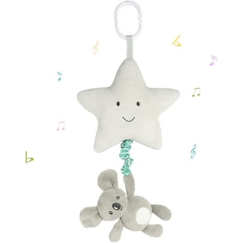Baby Hanging Musical Toy With Music Box, Lullaby Pull Sensory for Babies Boys and Girls, Clip On Infant Pram Pushchair Cribs Strollers Car Seats, Star