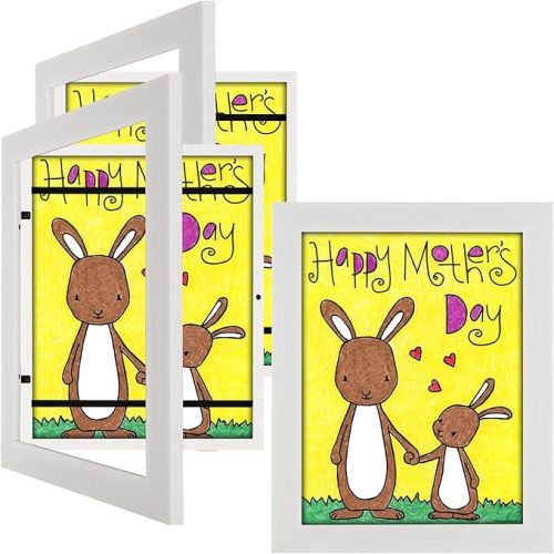 3 Pack 8.5x11 Kids Art Frames White, Kids Artwork Frames Changeable Child Artwork Picture Display Front Opening, Rustic Children Storage Frame Hold 50pcs Craft, Drawing, Art Project, Schoolwork