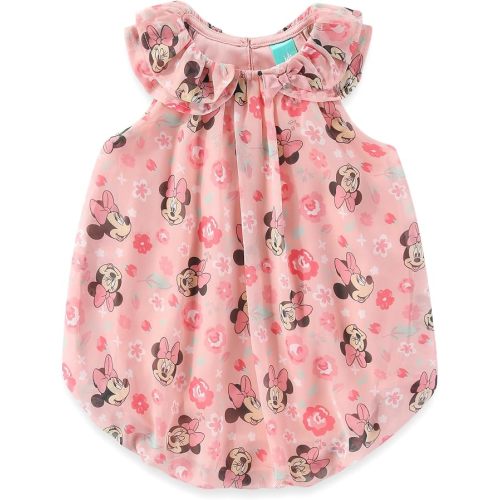 Disney Winnie the Pooh Minnie Mouse Baby Girls All Over Print Chiffon Bubble Romper for Newborn and Infant