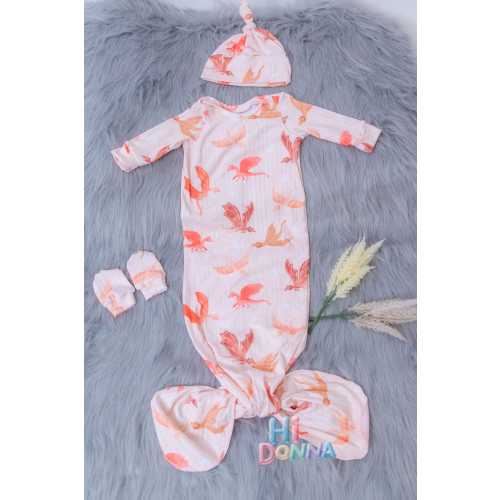 Dragon Knotted Baby Gown Set: Newborn Outfit,  luxury cotton Coming Home Set
