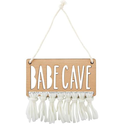 Stephan Baby Hanging Beechwood Nursery Sign Available in 4 Designs, Babe CAVE