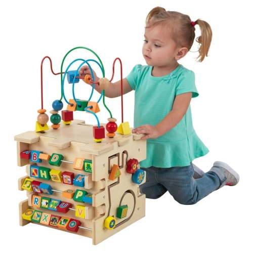 KidKraft Deluxe 5-Sided Wooden Activity Cube Teaches Shapes, Colors, Letters and Numbers