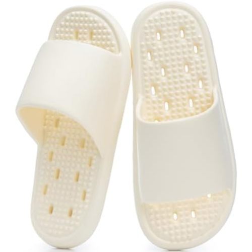 Shower Shoes with Drain Holes Massage Granules for Women Men Gym Shower Slippers Slides Quick Drying Bathroom Beach Sandals Lightweight Non-Slip