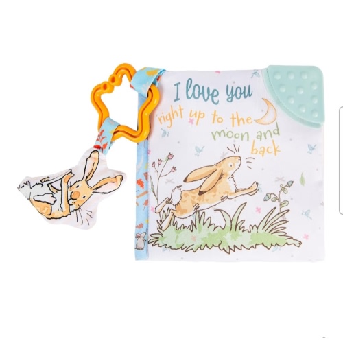 Guess How Much I Love You… 5 Inch Soft Book Interactive Baby Teether Toy with Crinkle Sounds, Soft Textures, Bright Colors, and BPA-Free Materials for Safe and Fun Sensory Play