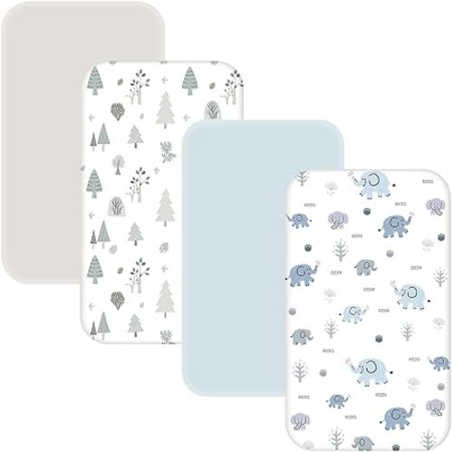 4 Pack Bassinet Sheets - 33"x20" Bedside Bassinet Sheets for Baby Delight, Angelbliss, Fodoss & Most Regular Size Bedside Sleeper | Ultra Soft & Skin Friendly Bassinet Fitted Sheets for Boys Girls