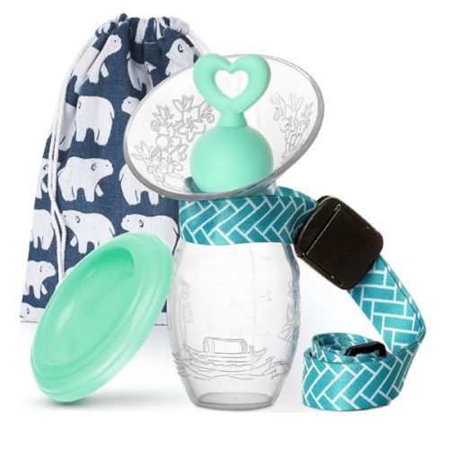Bumblebee Manual Breast Pump with Breastfeeding Milk Saver Stopper& Lid in Gift Box Food Grade Silicone BPA PVC and Phthalate Free 3.04oz/90ml