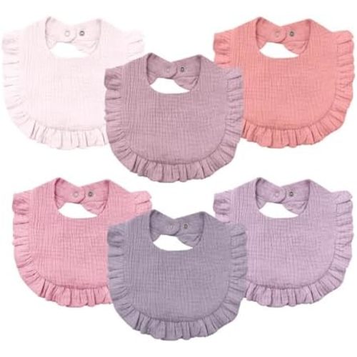 Baby Muslin Bibs,6 Pcs Drool Bandana Bibs for Baby Girl Drooling and Teething,Soft and Absorbent Cotton for Newborn