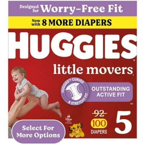 Huggies Little Movers Baby Diapers, Size 5, 100 Ct (Select for More Options)