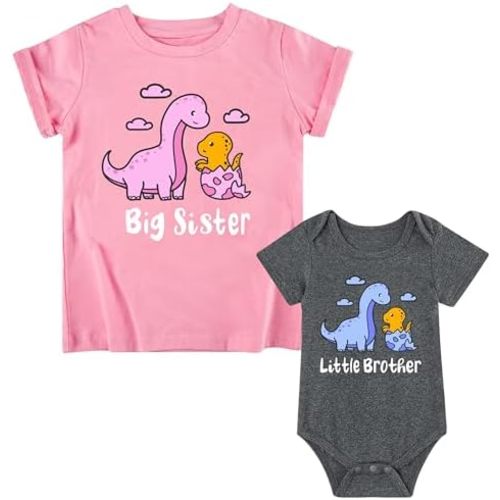 Funnycokid Big Sister Little Brother Matching Outfits Toddler Girl Shirt Newborn Boys Clothes