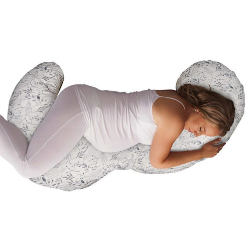 Total Body Pregnancy Pillow - Gray Scattered Leaves