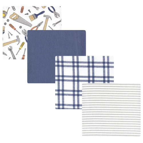 Luvable Friends Hudson Baby Flannel Receiving Blankets 4pk, Little Builder