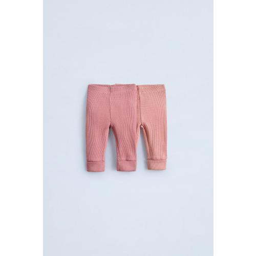 TWO-PACK OF WAFFLE WEAVE LEGGINGS - Mid-pink | ZARA United States