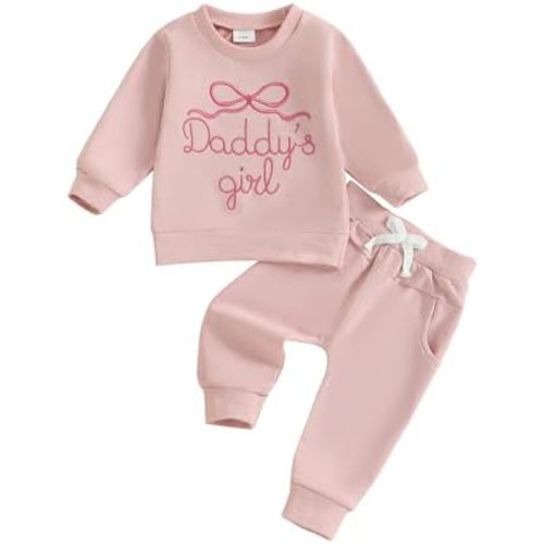 Baby Girl Fall Winter Outfit Daddys Girl Letter Long Sleeve Sweatshirt and Stretch Pants 6 12 18 24M Clothes Set