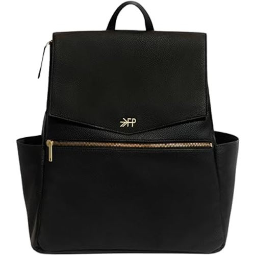 Freshly Picked Classic II Diaper Bag Backpack, Wipeable Vegan Leather Diaper Bag With Changing Pad, Convertible (Ebony V2)