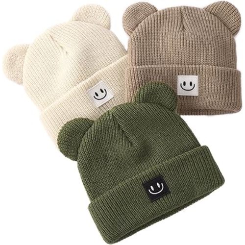 FURTALK Infant Baby Beanie with Bear Ear Cute Winter Hat for Toddler Boys Girls Soft Knitted Cap