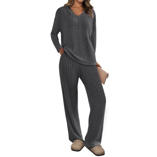 PRETTYGARDEN 2 Piece Sets for Women Fall 2025 Soft Comfy Lounge Long Sleeve Pajamas Set Knit Postpartum Pj Outfits Clothing