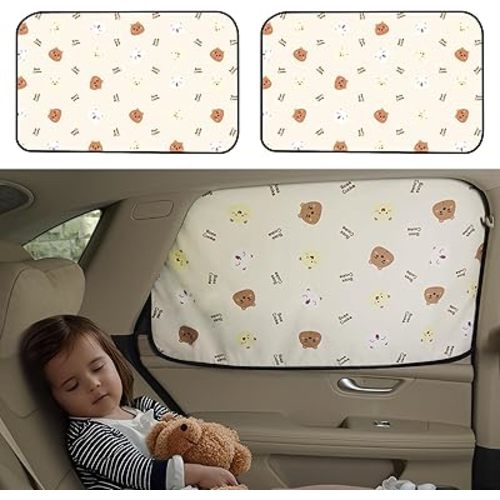 Aokway Car Window Shade (2Pack)-UV-Blocker magnetic Car Window Sun Shade for Baby 99% UV Protection Fit SUV/Sedan/Minivan | Roll Windows Down, Privacy car covers Safe for baby- Car Seat Sun Protection