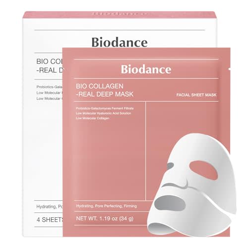 BIODANCE Bio-Collagen Real Deep Mask, Hydrating Overnight Hydrogel Mask, Pore Minimizing, Elasticity Improvement, 34g x4ea